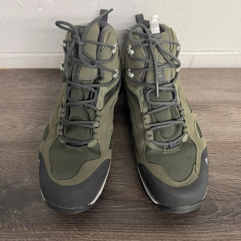 Quechua MH100 Mid Waterproof Hiking Boots Olive Green Men's Size 10.5 EU 44